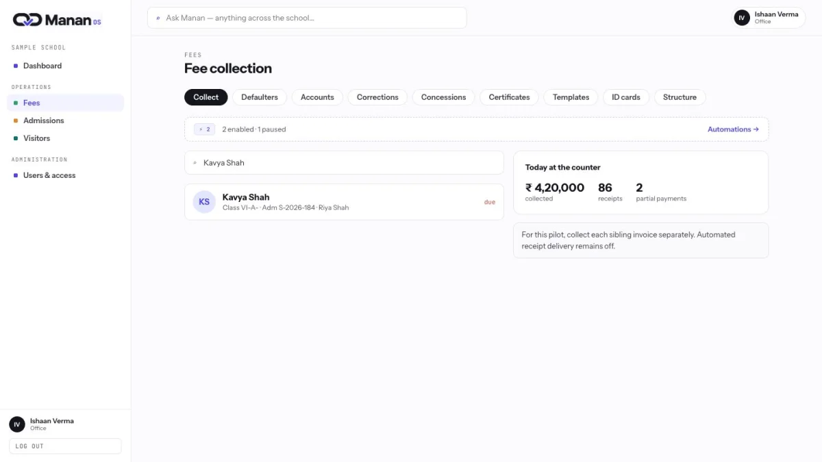 A clearer fee counter and close.